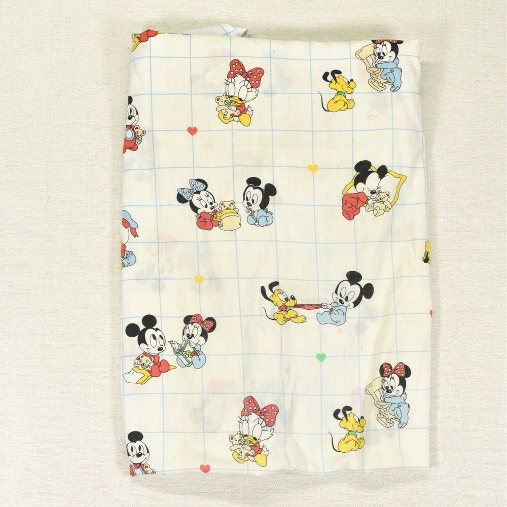Vintage 1984 Mickey Mouse Friends Walt Disney Co Crib Sheet Baby Nursery Fitted